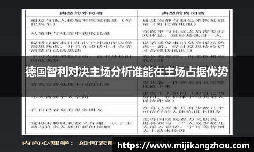 德国智利对决主场分析谁能在主场占据优势